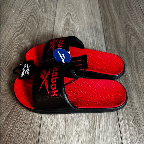 NWT Reebok Red and Black Slide Sandals (Sizes: 8,9,10)